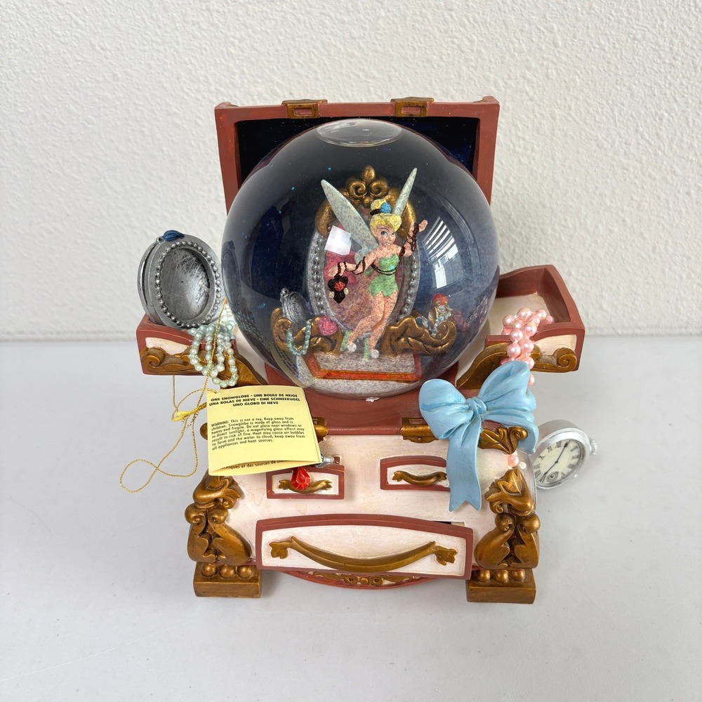 Disney Peter Pan Tinker Bell Jewelry Box Snow Globe Musical Plays You Can Fly